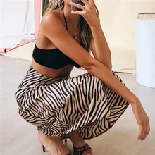 Осенняя Высокая талия Зебра Полосатая сексуальная Длинная женская юбка 19J-a150