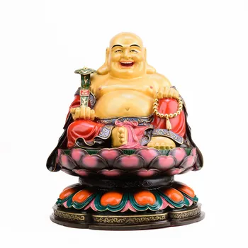 

MOZART Maitreya Buddha Ornaments Bright Copper Big Belly Smiling Buddha Statue Lucky Home Dedicated To Living Room Feng Shui