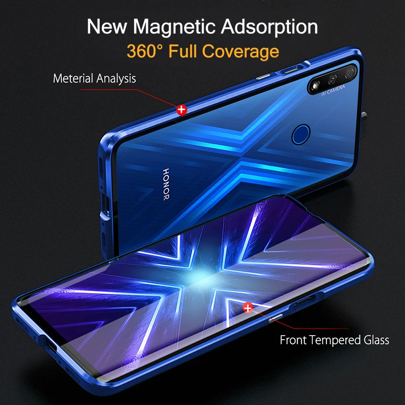 Магнитный двусторонний стеклянный чехол для huawei Honor 9x, чехол s для huawei Honor 9x, премиум-класс, металлический чехол для Honer 9 X X9 STK-LX1