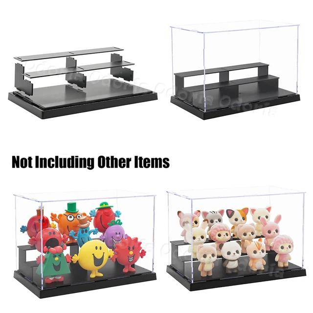 Nonemey Vitrina Expositora Transparente Con Base De Madera, 2/3 Niveles Cajas De Metacrilato De Almacenaje, Antipolvo Vitrina Pared Caja Organizadora Para Colecciones (Blanco, 30*8.5*37.8 Cm