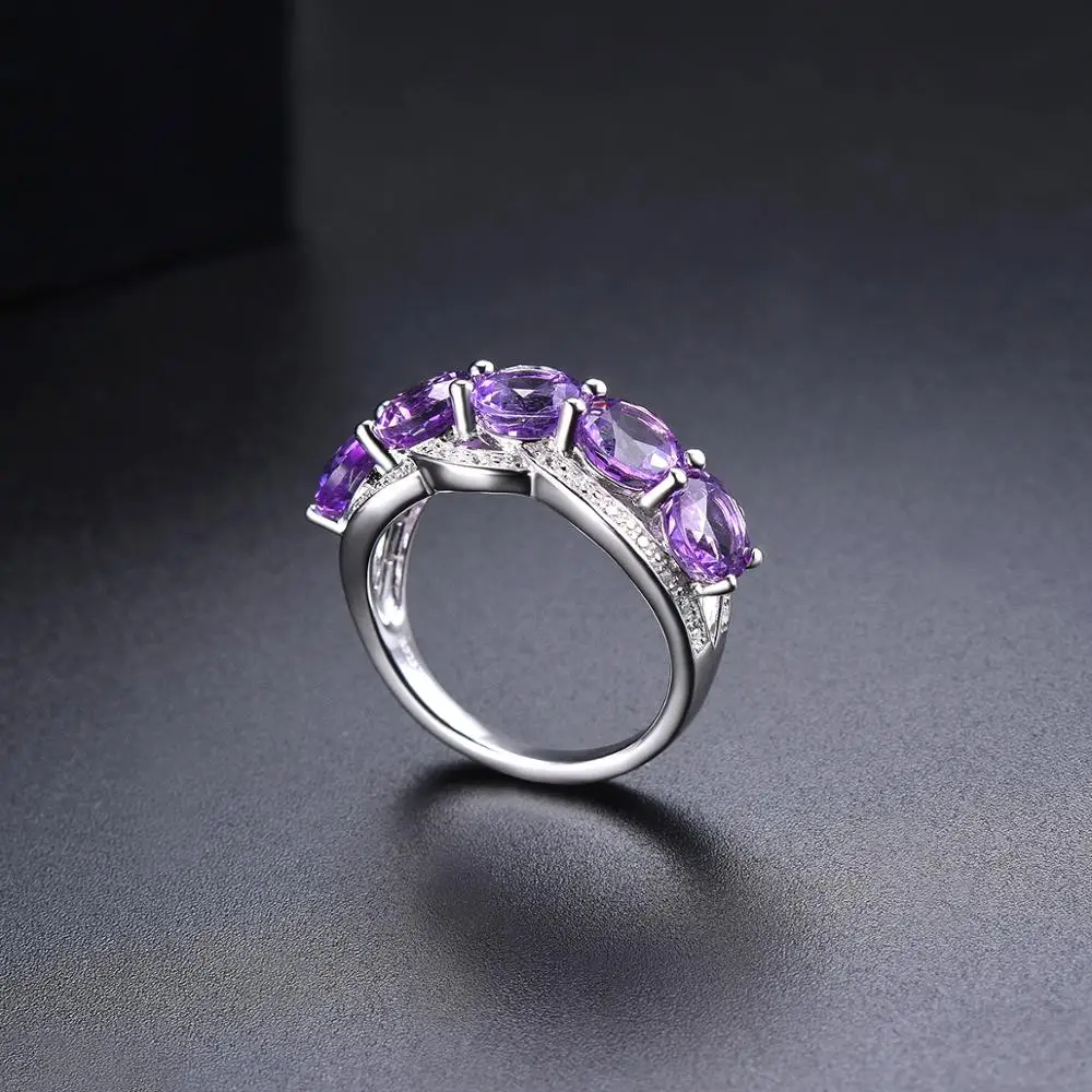 Hutang 4.04ct Аметист Серебряное кольцо 925 пробы серебро подлинный фиолетовый камень женские свадебные кольца изящный драгоценный камень элегантные ювелирные изделия