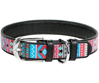 

COLLAR Leather Collar for Dogs Ethno black 25 mm 38 - 49 cm Collar WauDog