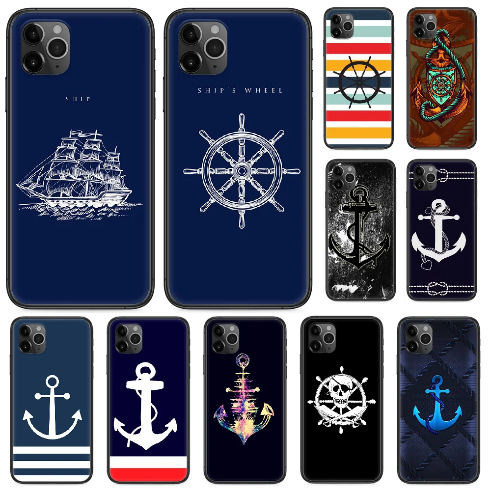 Чехол для телефона с изображением якоря и направления руля iphone 4 4s 5 5S SE 5C 6 6S 7 8 plus X