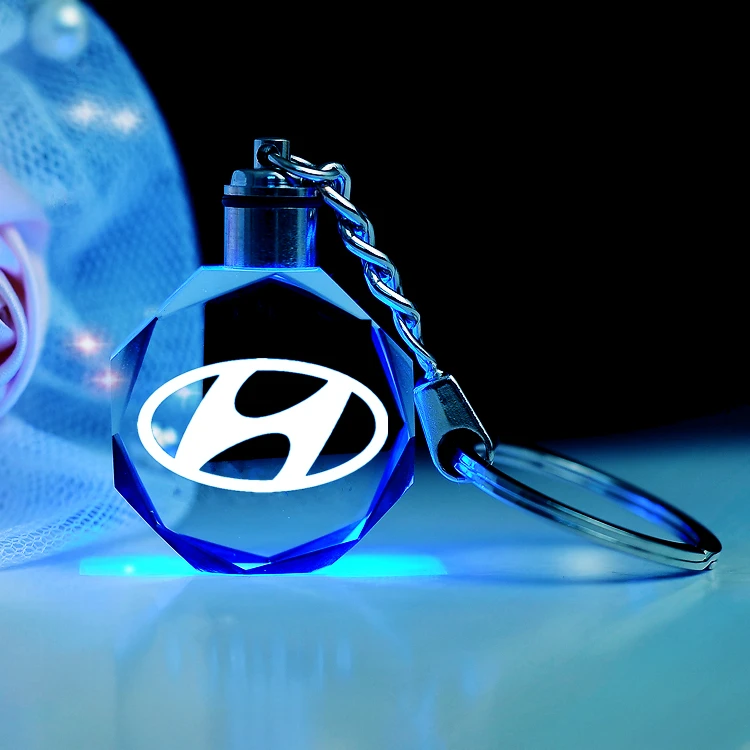 Креативный 3d-брелок из стекла с металлическим кольцом брелок для Hyundai Motor