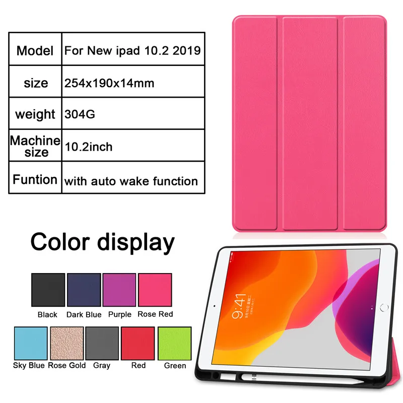 Для apple iPad 10,2 Чехол Мягкий ТПУ чехол для планшета с карандашом умный чехол для iPad 7-го поколения Чехол