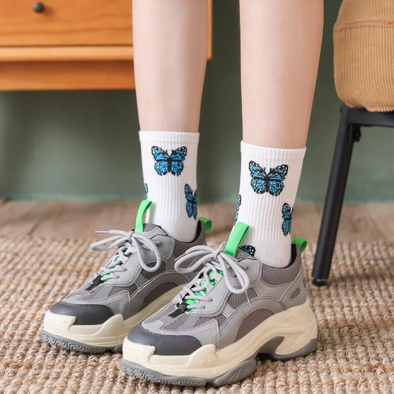

2020 Spring And Autumn New Casual Ladies Cotton Butterfly Comfortable Socks
