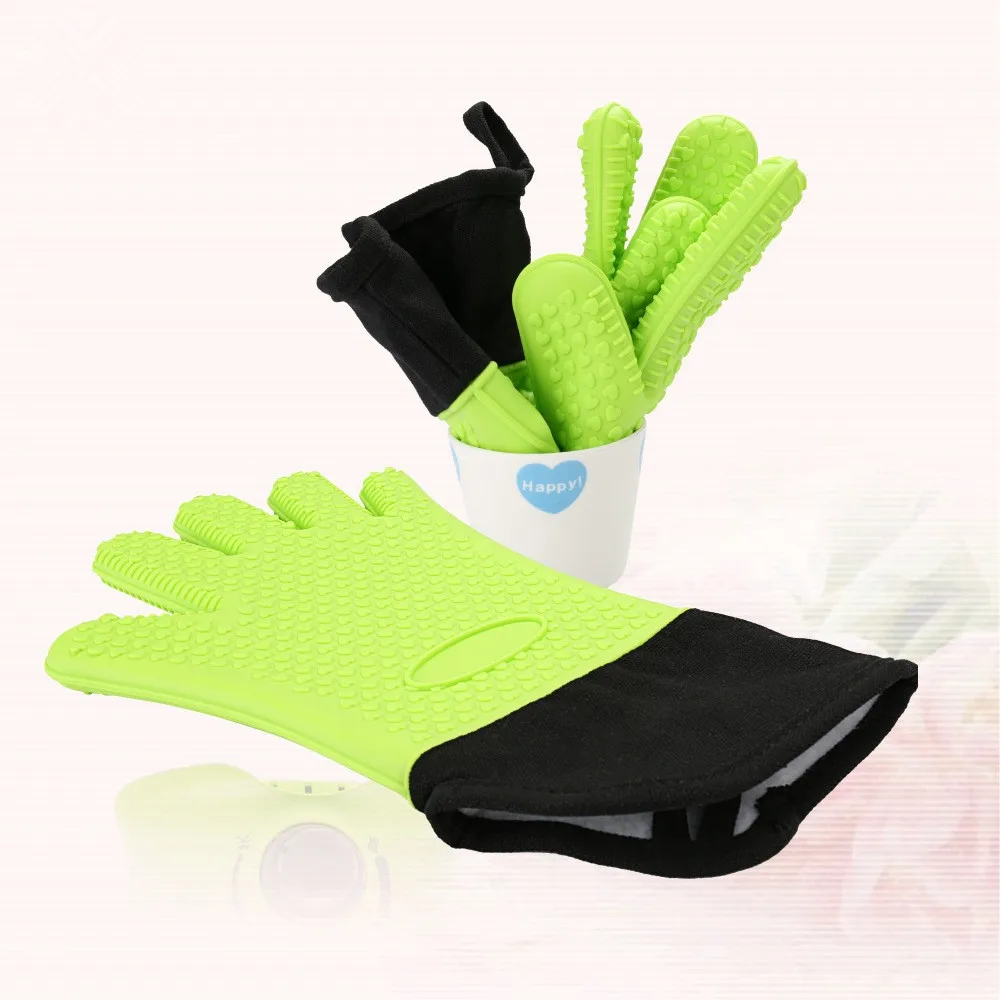 1PCS Practical Kitchen Bakery Oven Heat Resistant Silicone Glove Cooking Baking BBQ Oven Pot Holder Mitt Kitchen Long Anti-slip