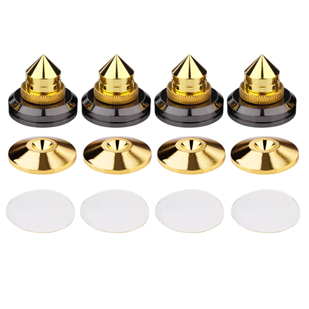 

4 Set Gold Speaker Spikes Isolation CD Amplifier Turntable Pad Stand Feet Double-sided Adhesive Hi 888