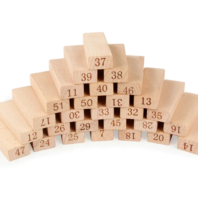  Free shipping Wooden Toys Jenga 51PCS large size Building Blocks Table Game Digital Domino Children