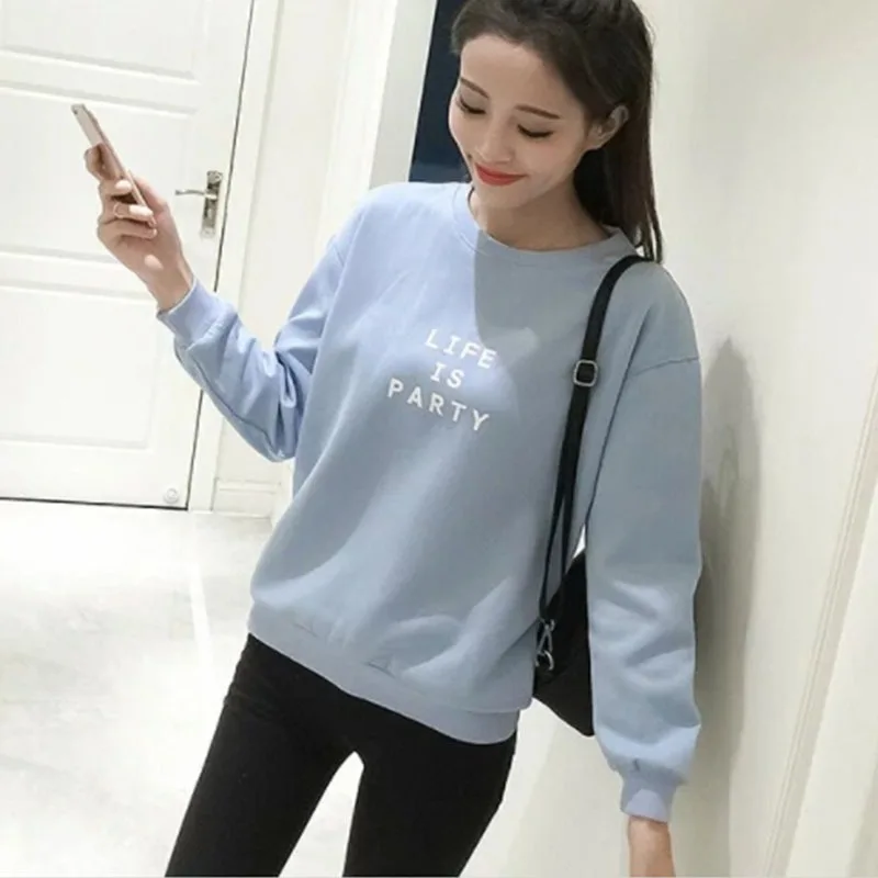 

Spring and Autumn Women's Long Sleeve Round Neck Sweatshirt Sports Loose Casual Words Printed Sweater Pullover Top