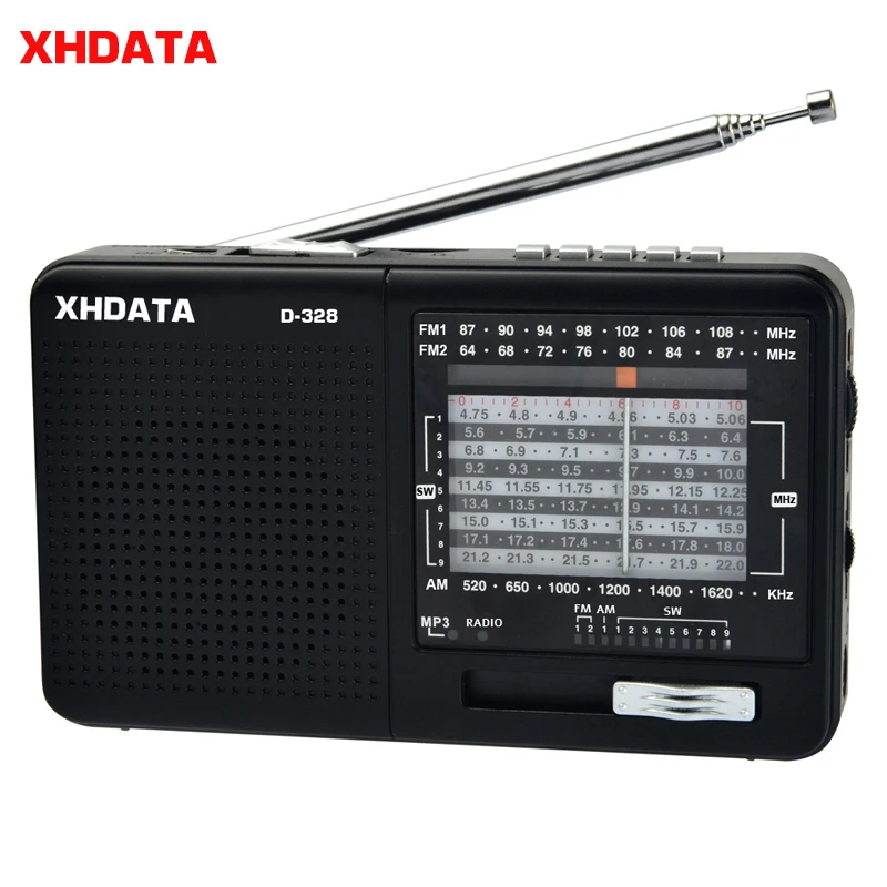 Портативный Компактный радиоприемник XHDATA FM радио AM SW mp3 плеер с разъемом для