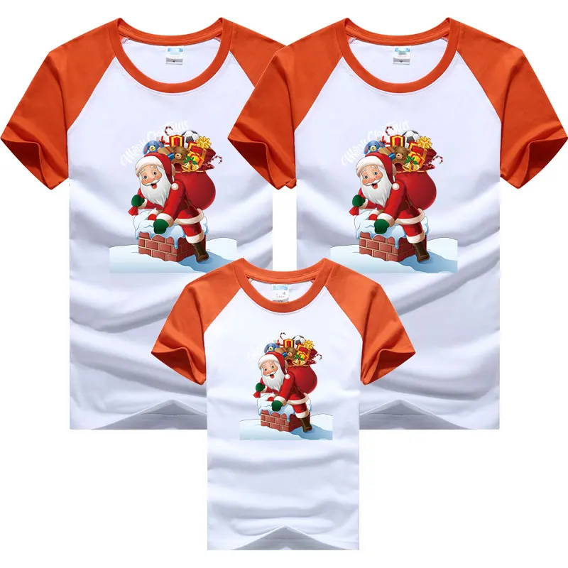Camisetas navideñas para parejas, ropa a juego para la familia, camiseta de algodón suave y cómoda de manga corta con diseño de Papá Noel y ciervo, conjuntos familiares
