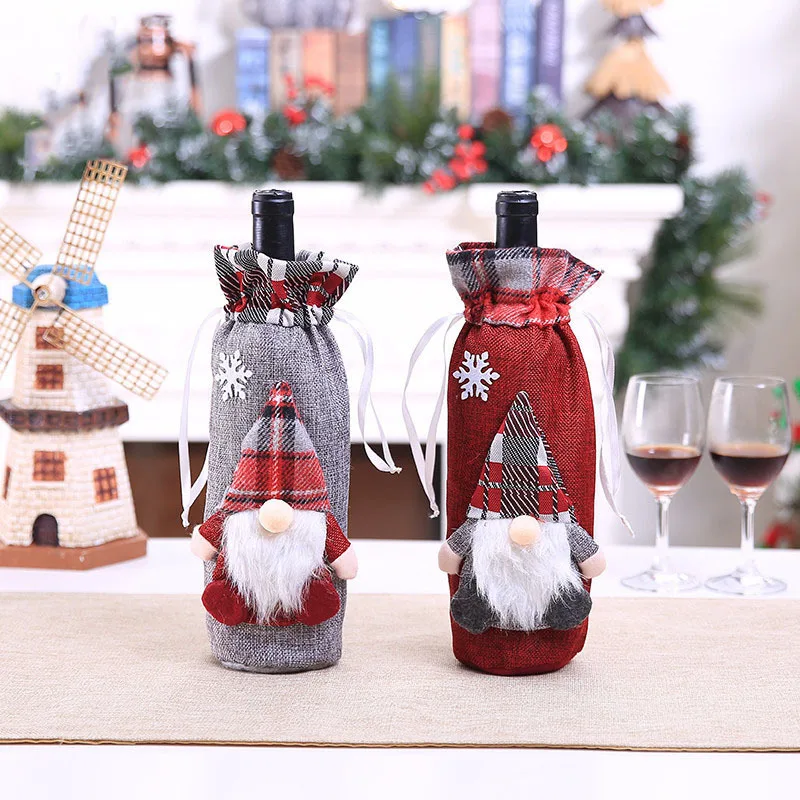 Санта-Клаус, снеговик, олень, Рождественская бутылка вина, чехол, подарочные сумки, Рождественский ужин, Декор, украшение дома, украшение стола для вечеринки 62746