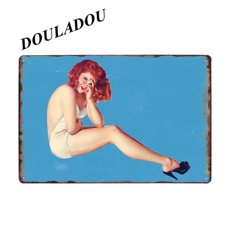 [Douladou] волшебная девушка, игральные карты, винтажная металлическая жестяная вывеска, бар, паб, комната, вечерние, для леди, тарелка, декор на стену, Ретро стиль, табличка, плакат, 30*20 см