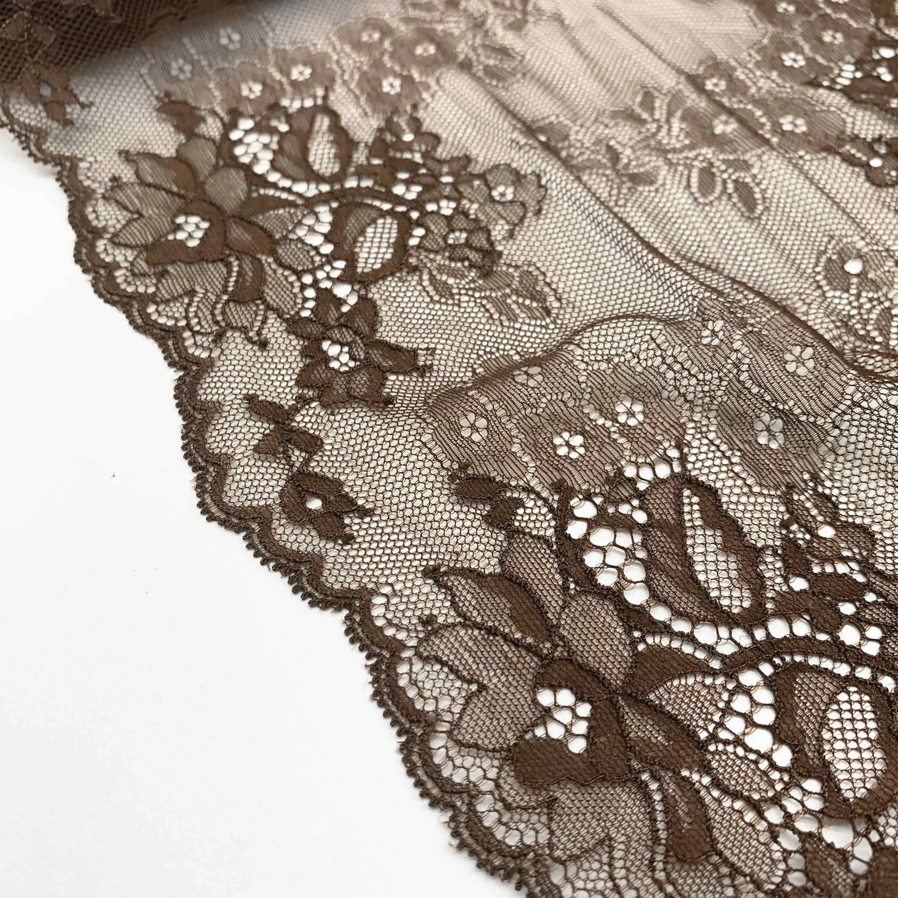 3y/lot 21.50cm Soft Dark Coffee Elastic Stretch Lace Trim 2