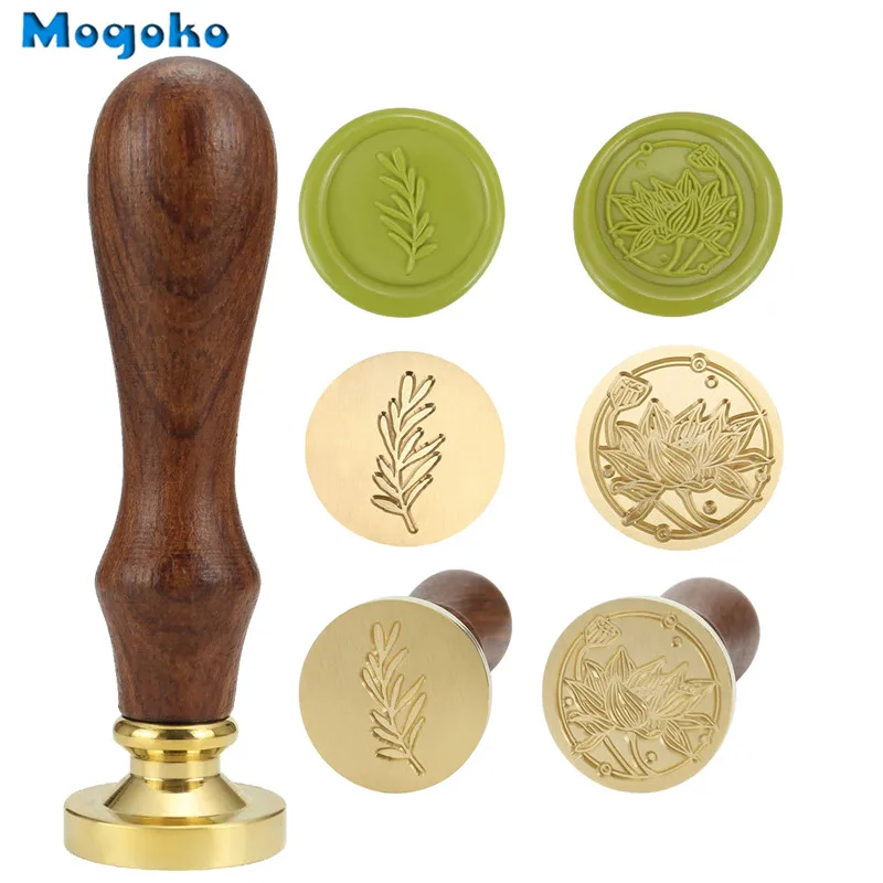

Mogoko Wax Seal Stamp Retro Wood Classic Sealing Wax Seal Stamps Envelope Cards Decor scrapbooking Antique Stamp Willow / Lotus