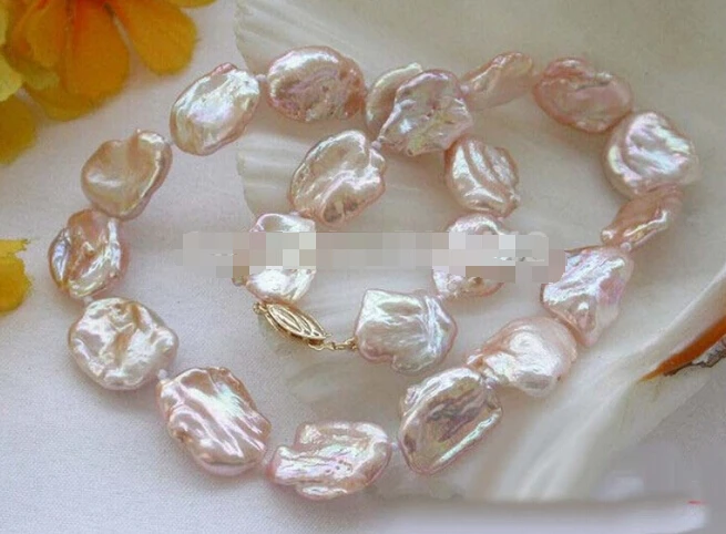 916 +++lustre Nature 16&quot 19mm BAROQUE pink KESHI REBORN PEARL NECKLACE | Украшения и аксессуары