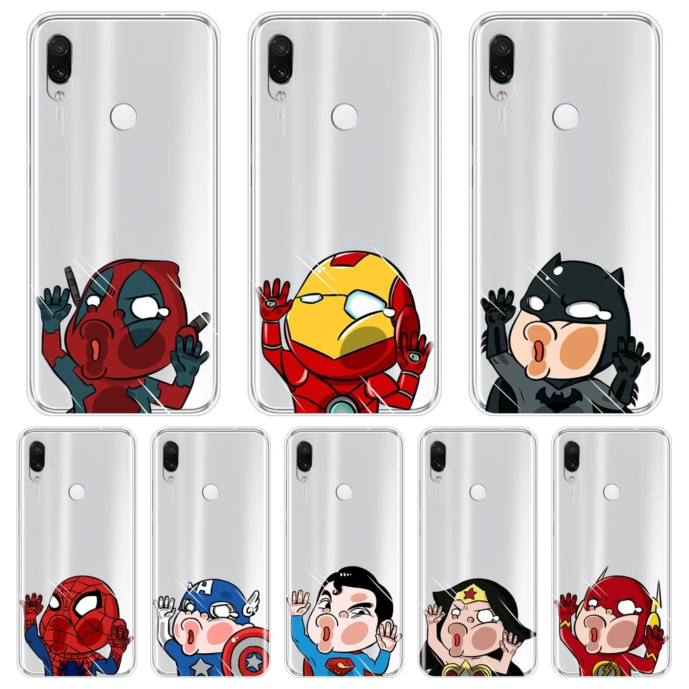 

Back Cover For Xiaomi Redmi K20 Pro 7 7A GO Y2 Y3 Marvel Deadpool SpiderMan Silicone Phone Case For Xiaomi Redmi Note 7S 7 PRO