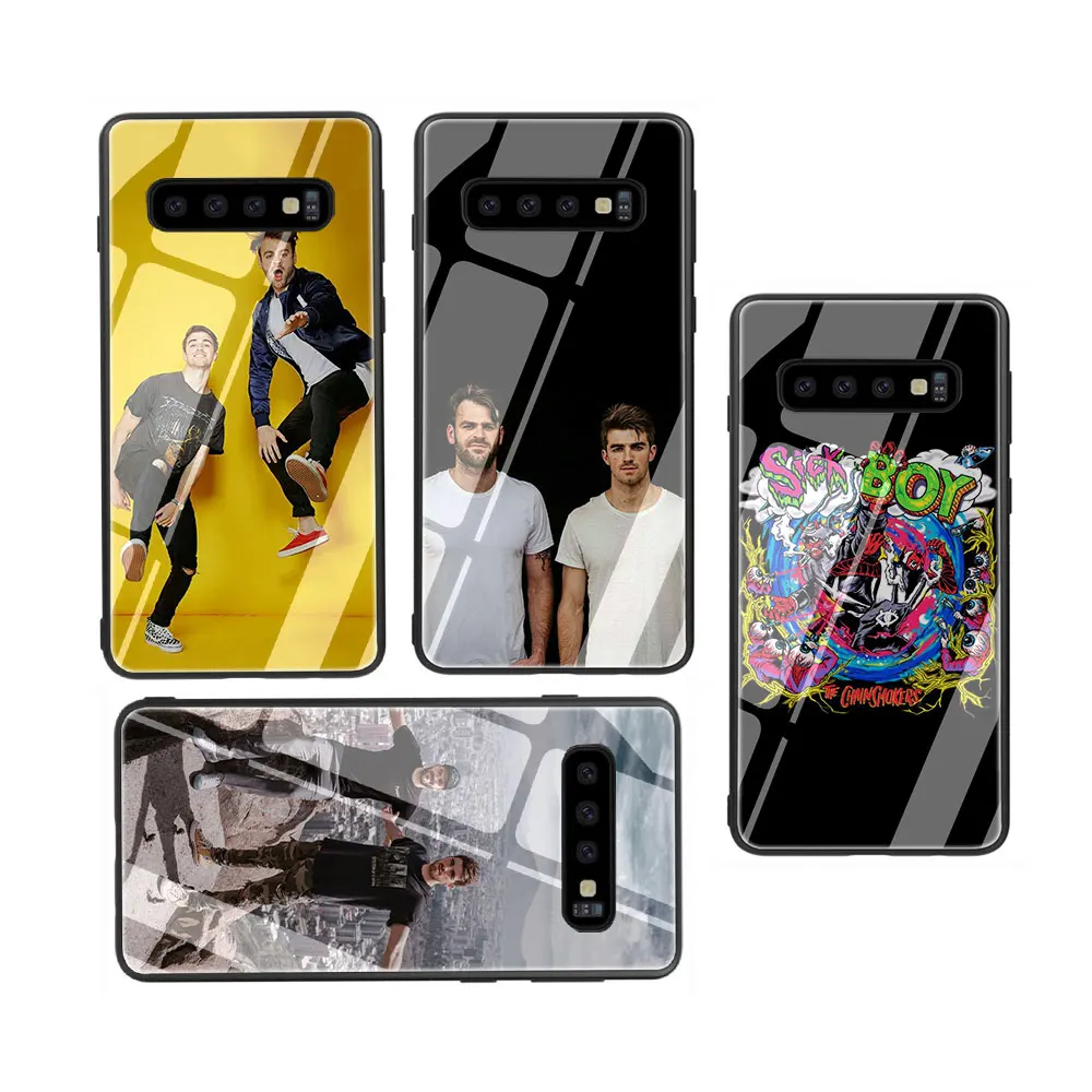 EWAU Chainsmokers закаленное Стекло Телефон чехол для Galaxy S7 edge S8 9 10 Plus, Note 8, 9, 10, A10 20 30 40 50 60 70