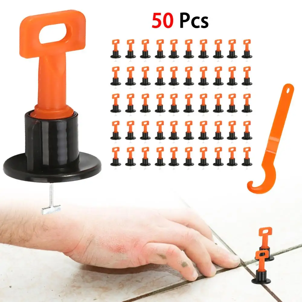 

50Pcs/Set Alignment Tile Leveling Wedges Tile Spacers System Flat Ceramic Leveler for Floor Wall Construction Tools Locator