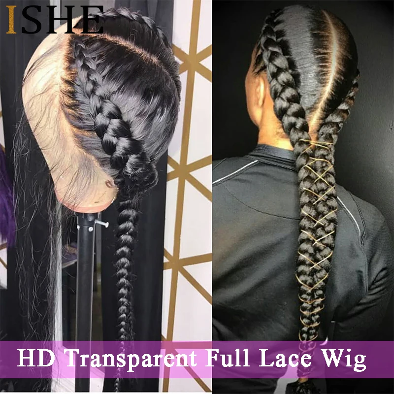 

HD Transparent Full Lace Human Hair Wigs PrePlucked With Baby Hair Straight Brazilian Remy Glueless Full Lace Wig For Women