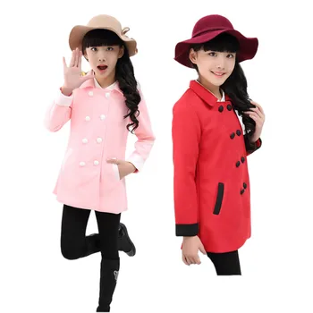 

elegant girl jacket solid suede trench coat jacket cotton 4-12years girls kids children toddler thick jacket outerwear
