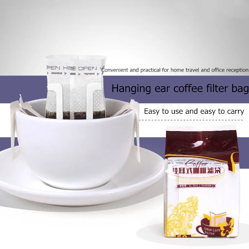 50Pcs/bag Coffee Disposable Filters Non-Woven Fabrics Portable Hanging Ear Filter Drip Type Home Hand Punch Paper | Дом и сад