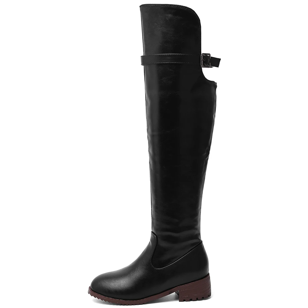 JOUIR TALONS/ г. Модные высококачественные ботфорты на квадратном каблуке размера плюс 48 женская обувь женские сапоги для верховой езды, туфли с застежкой-молнией