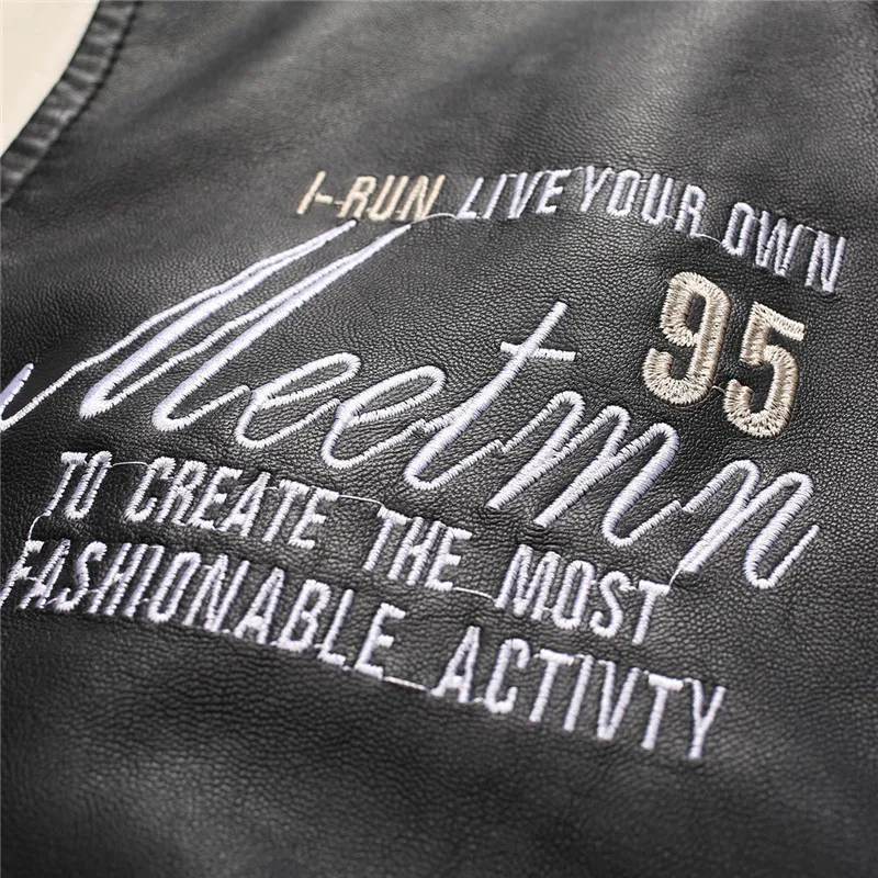 Mens Jacket Baseball Jackets Fashion Embroidered Coat Casual Clothing PU Leather Jacket Men Jackets And Coats Jaqueta Masculino