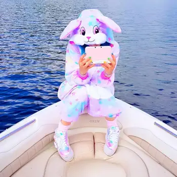 

2020 new fashion women's clothing Flannel star rabbit men and women cartoon animal piece pajamas home service costume