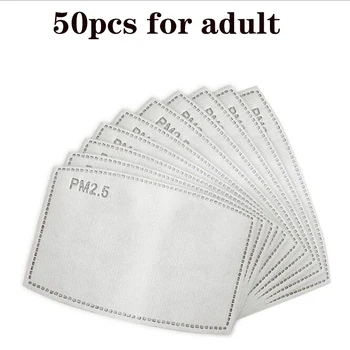 

50PCS Pm25 Filter ARBON-FILTER-PAPER Mouth-Mask Activated Non-Woven Anti-dust adult Face Mask With Filter Activated Carbon Pad