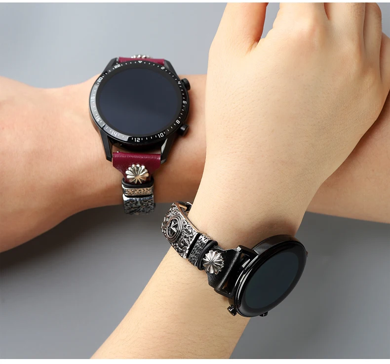 22 мм ремешок для часов HUAWEI WATCH GT 2 ремешок Honor Magic watch 2 ремешок samsung gear S3 Frontier galaxy watch 46 мм кожаный ремешок