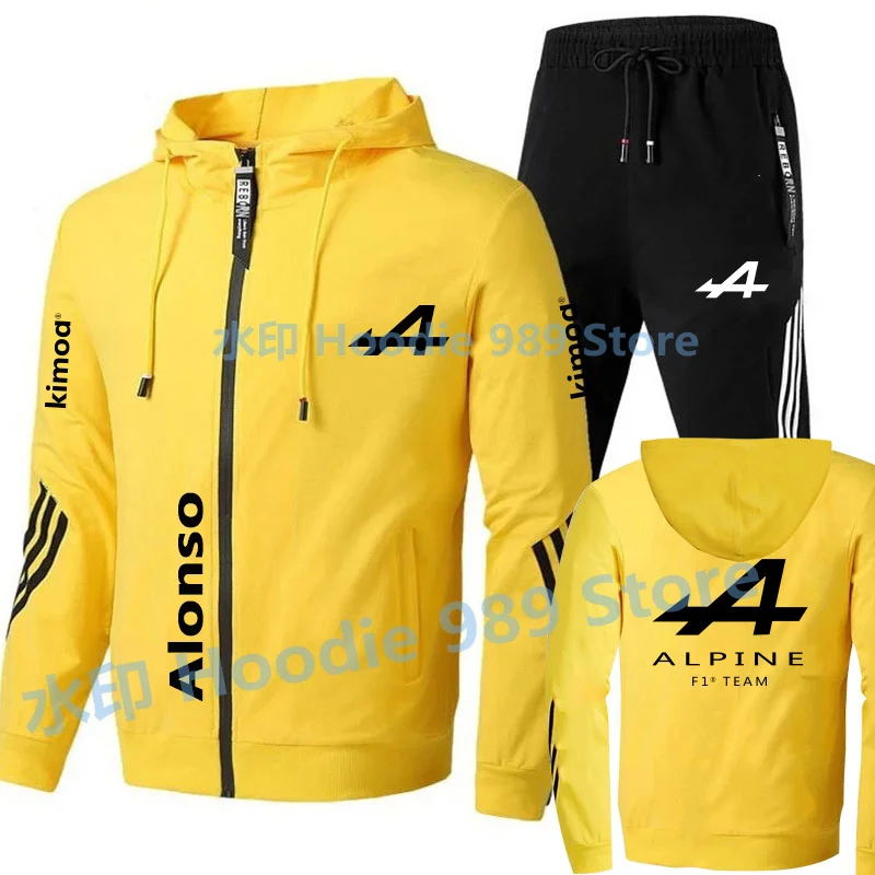 2022Spring Formula One Racer Alonso F1 Alpine team Racing Fans zipper hoodies tracksuit men's sets clothes+trousers Sweatshirt mens sweatsuits sets Men's Sets