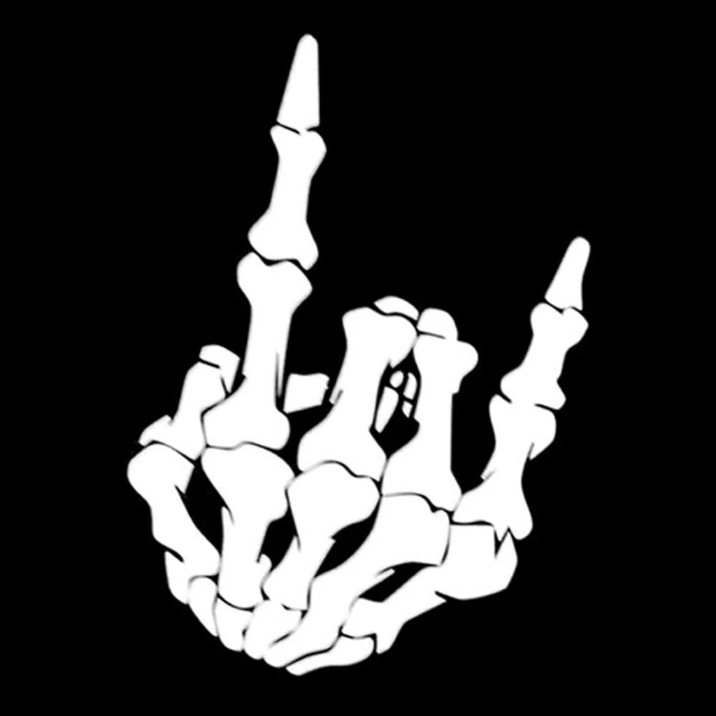 Rock Finger Skeleton Hand Cartoon Vinyl Decal Sticker (7inch Tall)