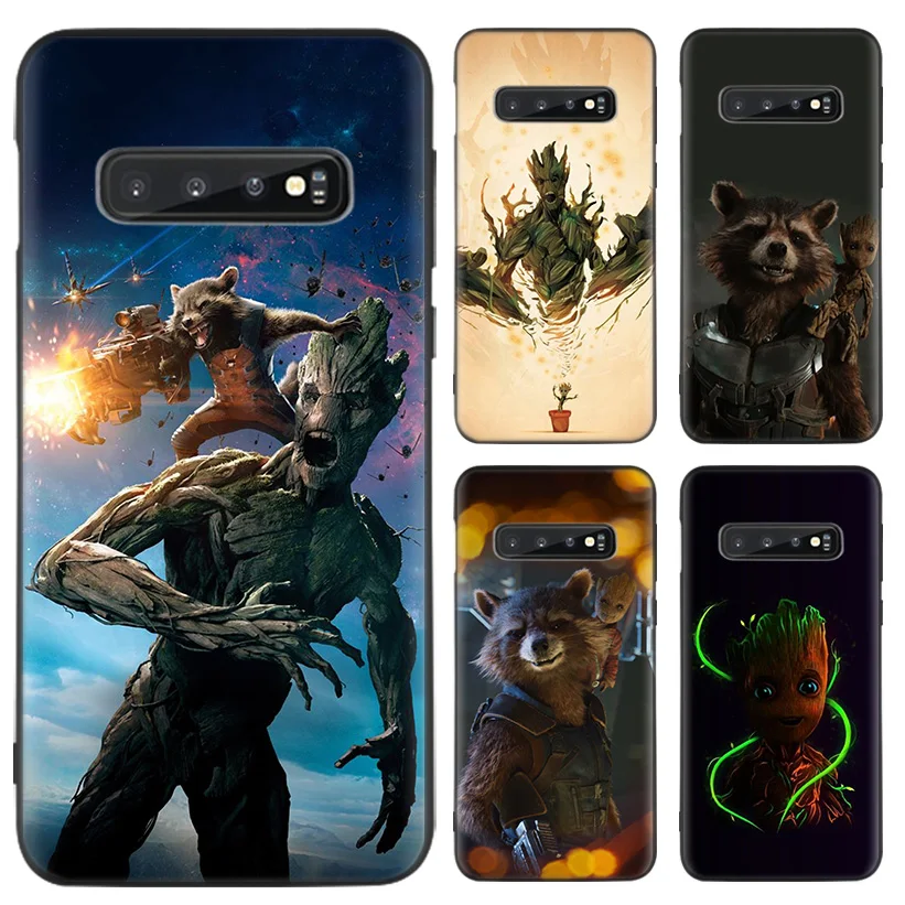 Guardian Rocket Raccoon Groot Black Case For Samsung Galaxy A50 A70 A50S A10S A20S A10 A20E A30 A40 M40 M30S A80 Soft Phone Coqu