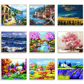 

Diy Digital Painting By Numbers for Landscapes City Hand Painted Oil Painting Wall Art Canvas for Home Decoration 40x50cm