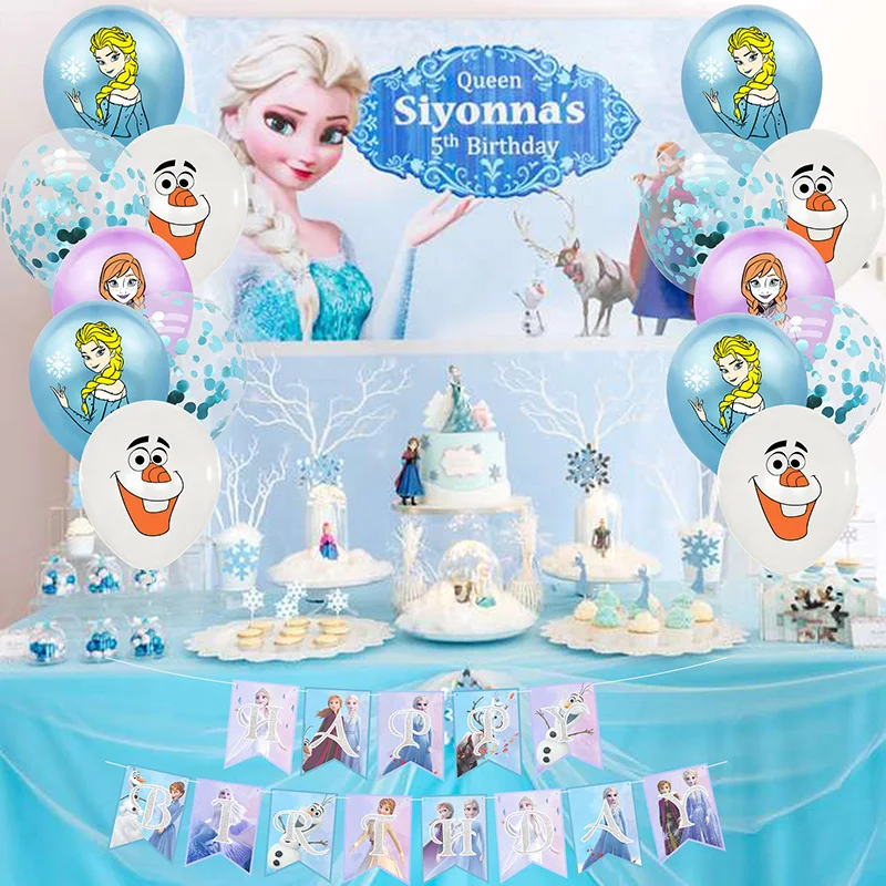 42PCS Decorazione per Festa di Compleanno Decorazioni Compleanno Frozen Banner Cake Toppers Kit di Decorazioni per Feste di Compleanno di Palloncino 