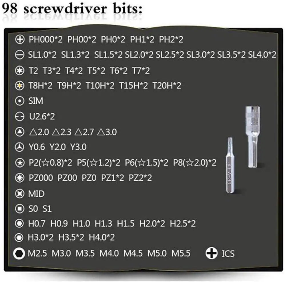 112 в 1 Набор отверток магнитная отвертка Бит Torx мульти мобильный телефон ремонтный набор инструментов электронное устройство ручной набор инструментов