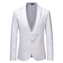 Luclesam vestido jacquard branco masculino, blazer masculino com um botão, slim fit, casamento, blaser masculino, chaquetas de traje, 2021