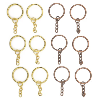 

12PCS 25mm SPLIT RING METAL KEYRING 4 LINK FLAT CHAIN KEY FINDINGS BLANKS