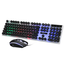 Игровая компьютерная клавиатура, мышь, комбо, USB, проводной, светодиодный, с подсветкой, 104, съемные, круглые клавиши, колпачок, профессиональная мышь, клавиатура, комплект