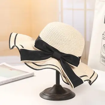 

DishyKooker Women All Matching Bowknot Design Fashion Folding Sun Hat for Beach Holiday