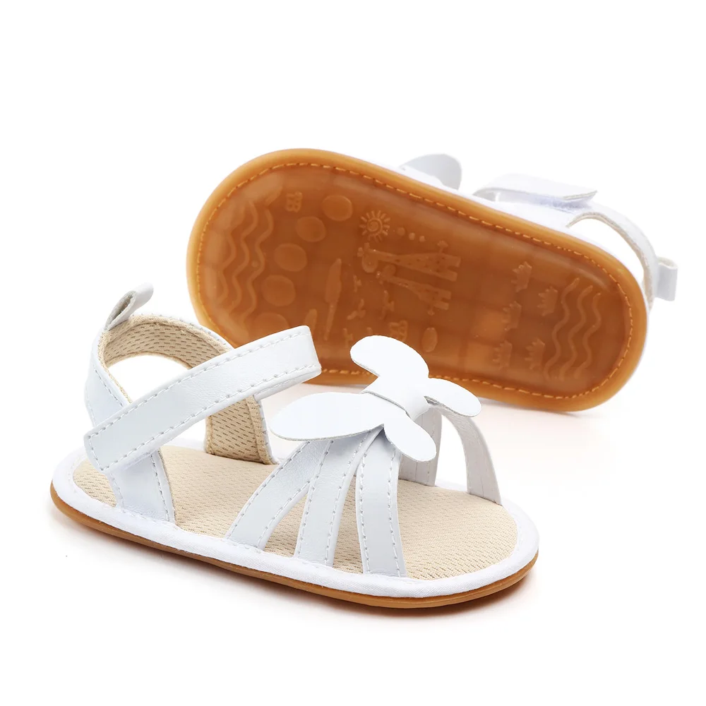 Новые детские сандалии Милая Детская летняя обувь с бабочкой сандалии для девочек на резиновой подошве для малышей от 0 до 1 лет