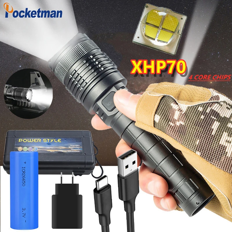 Фонарик светодиодный XHP70 с зарядкой от USB|Фонарики и осветительные приборы| |