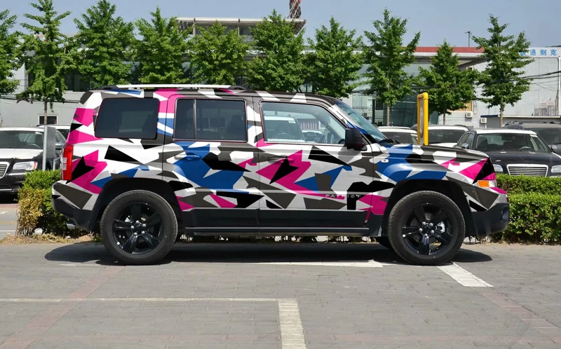 Best Offers Rose Rood Wit Blauw Auto Sticker Folie Pixel Grote Camo Wraps Auto Body Camouflage Vinyl Wrap Met Air Release