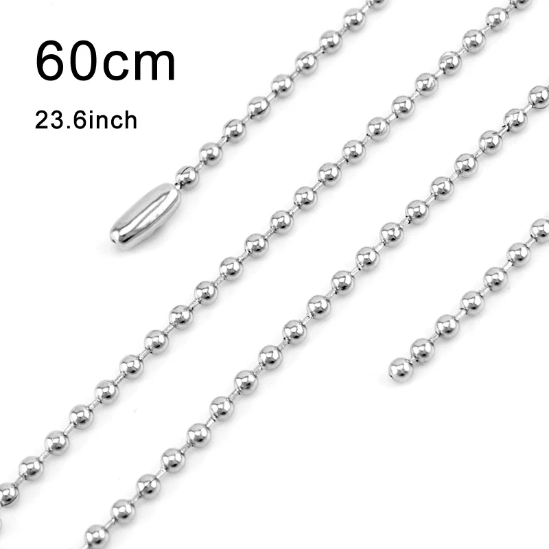 ball chain 60cm 10 шт. мужское ожерелье с кулоном из нержавеющей стали, серебро/золото/черный цвет, бирки для собак, армейская табличка, Мужская подвеска оптом - Окраска металла: ball chain 60cm