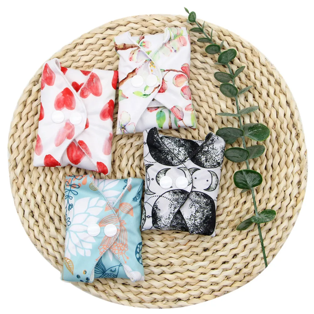 Asenappy 5 pcs Feminine Hygiene Sanitary Towel Liners Menstrual pad Gaskets Reusable Washable Pads Bamboo Charcoal Napk |