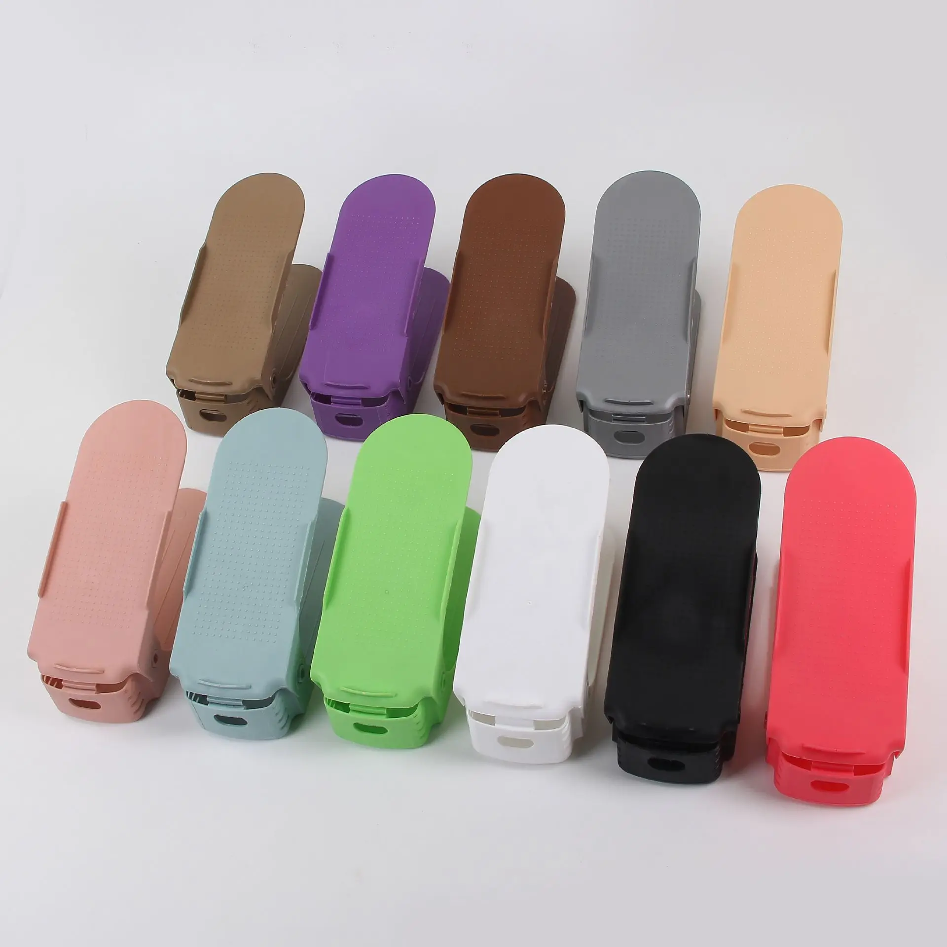 

Plastic shoe Rack Adjustable One Piece Shoes Organizer Double Layer Plastic Simple Shoe Racks Solid Color Shoes Storage Supplies