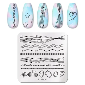 

PICT You Square Nail Stamping Plates Line Geometry idea nail Art Plate Stencil Tools Stainless Steel Nail Art Stamp Plate