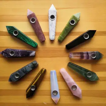 

1pc Natural Crystal Quartz Smoking Pipe Mineral Jade Crystal Point Stone Carving Crafts Home Decoration